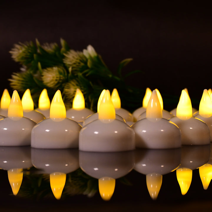 6432 Set Of 12 Flameless Floating Candles Battery Operated Tea Lights Tealight Candle - Decorative Wedding. - Trendex