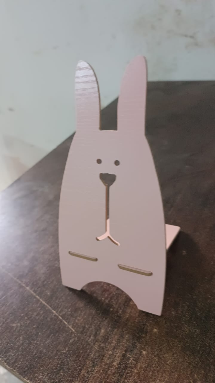 Wooden Cute Lovely Rabbit Design Mobile Stand (1 Pc) - Trendex