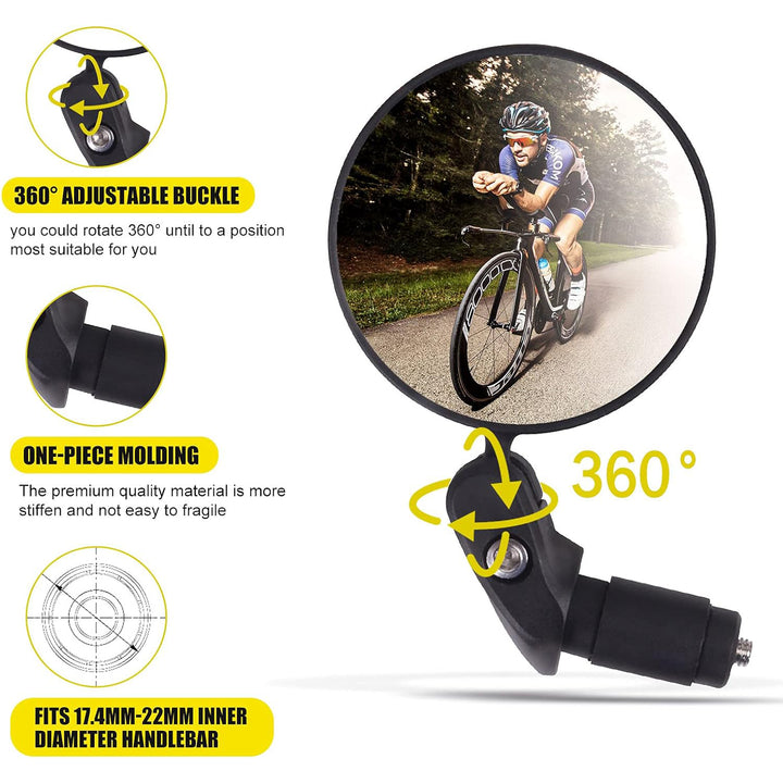 8505 Bar End Bike Mirror Safe Rearview Mirror 360 Rotatable  Foldable Safety Bicycle Rear View Mirror Mirror Durable Bike Mirror (1 Pc) - Trendex