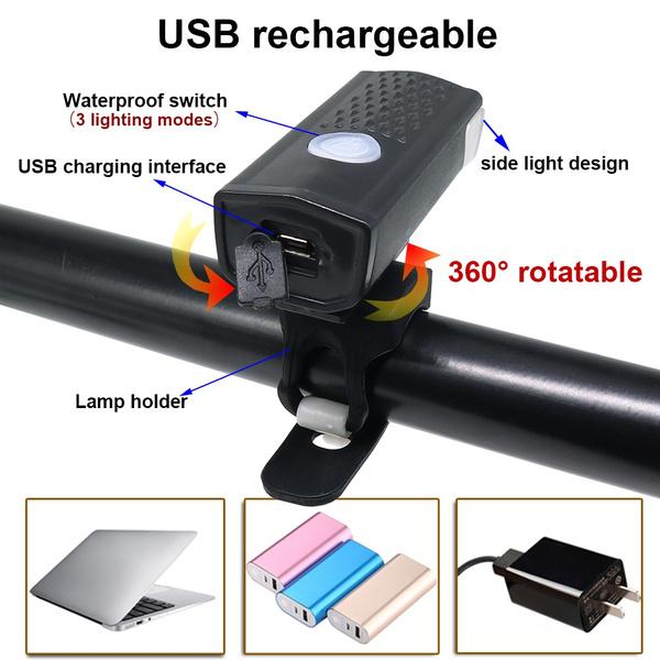 1637 Usb Rechargeable Bicycle Light Set 400 Lumen Super Bright Headlight Front Lights - Trendex