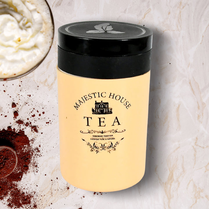 5640 Accurate Seal Tea Sugar Coffee Container Plastic Damru Shaped Tea Coffee Sugar Canisters Jar New Airtight Food Seal Containers For Salt Dry Fruit Grocery 2 Section (800 Ml Approx) - Trendex