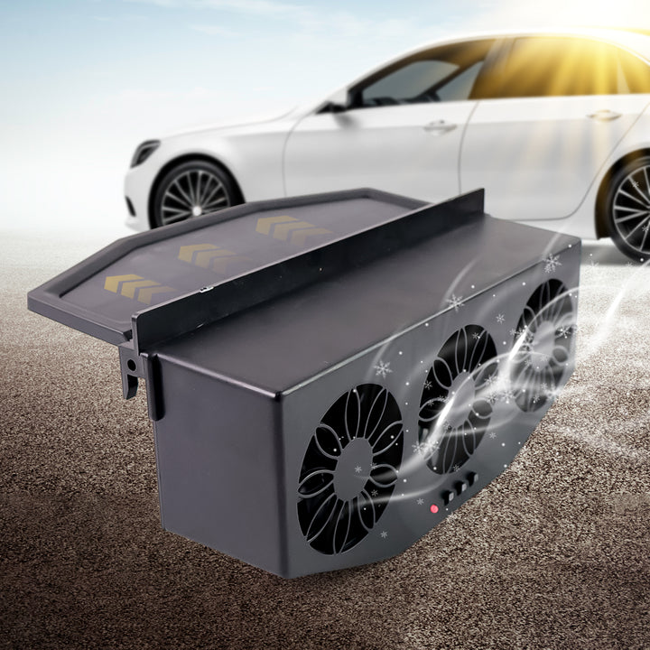Triple Fan Solar Powered Car Exhaust Ventilation System With Usb Charging - Trendex