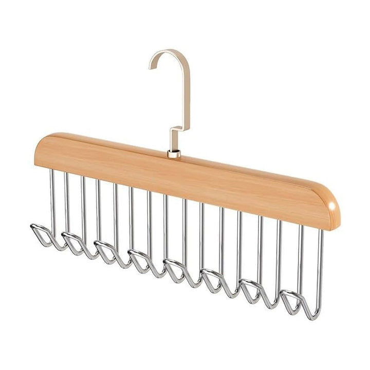 Space Saving 8 Hooks Wooden Hangers (Hanging Hook Included  1 Pc) - Trendex