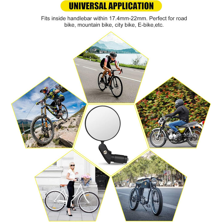 8505 Bar End Bike Mirror Safe Rearview Mirror 360 Rotatable  Foldable Safety Bicycle Rear View Mirror Mirror Durable Bike Mirror (1 Pc) - Trendex