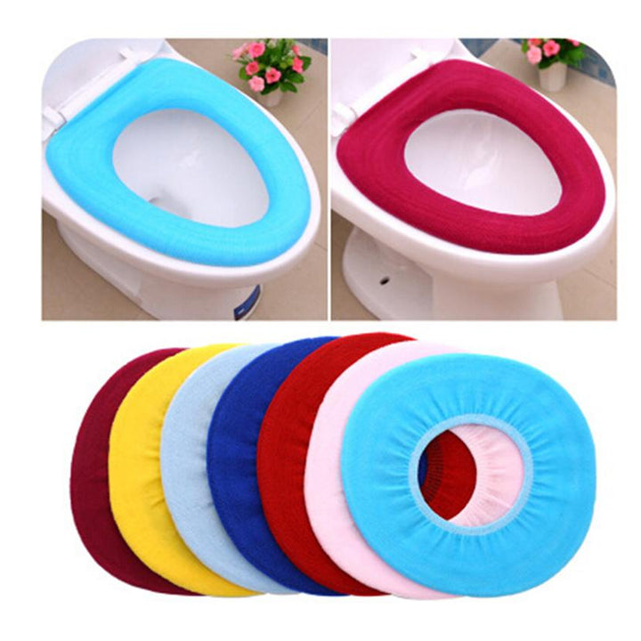 4768 Bathroom Soft Thicker Warmer Stretchable Washable Cloth Toilet Seat Cover Pads (1pc) - Trendex