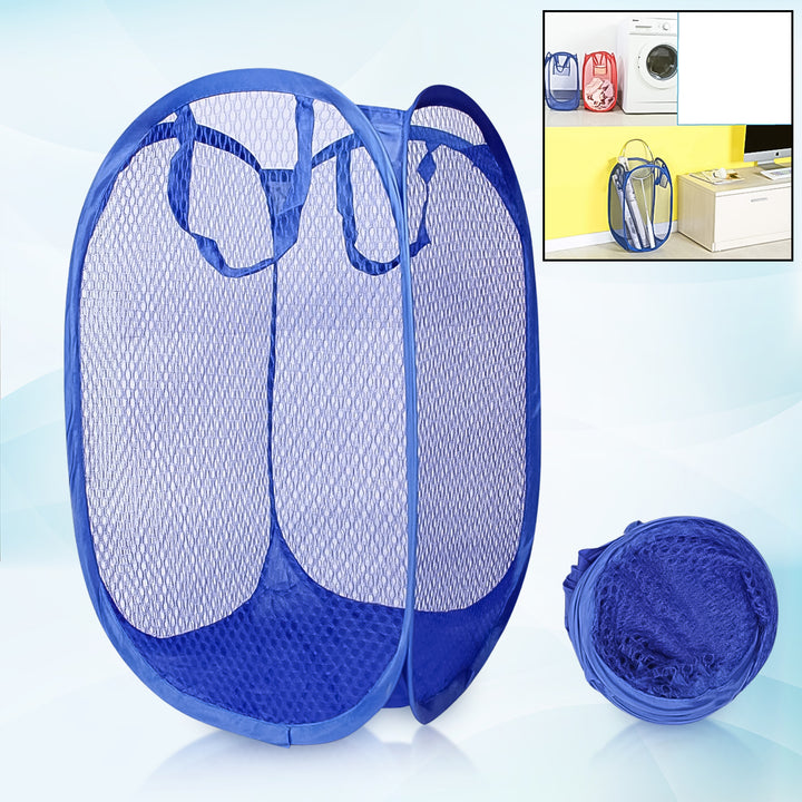 Foldable Collapsible Mesh Laundry Bag Pack Of 1 (Mix Color) - Trendex