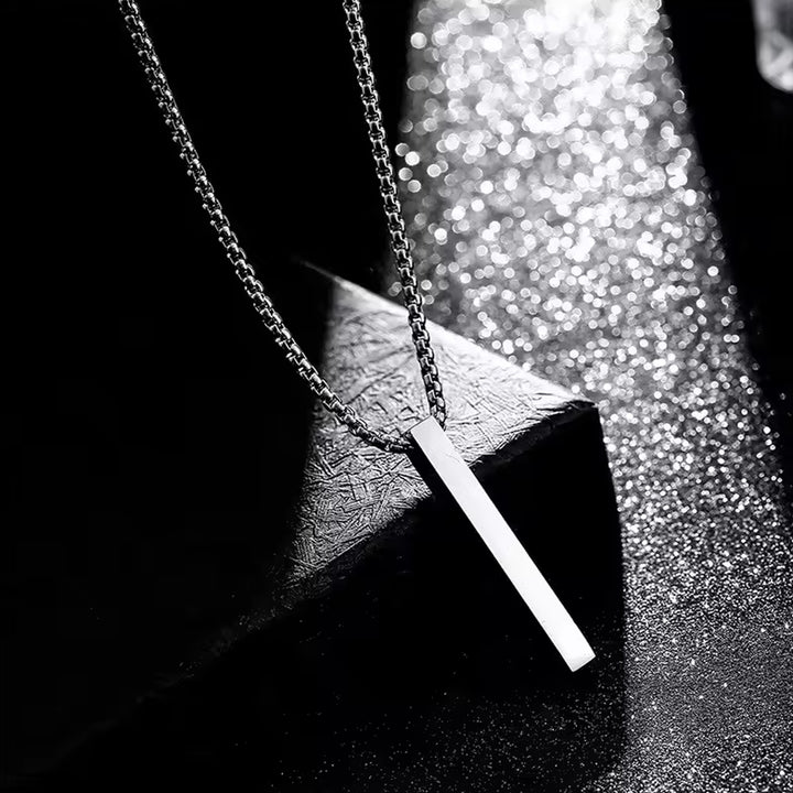 Stainless Steel Plain Stick Shape Locket With Chain (1 Pc) - Trendex
