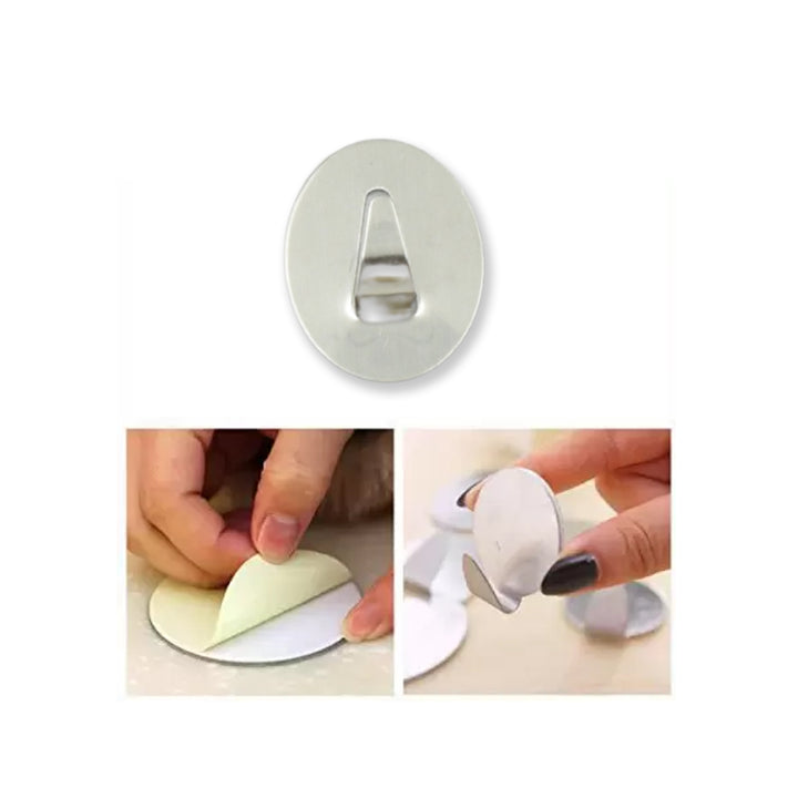 9417 Multipurpose Small Stainless Steel Wall Hanging Hook 36 Pc Self Adhesive Stainless Steel Heavy Duty Wall Hooks For Hanging Clothes Calender Bathroom Tiles Kitchen Key Hange (36 Pc Set) - Trendex