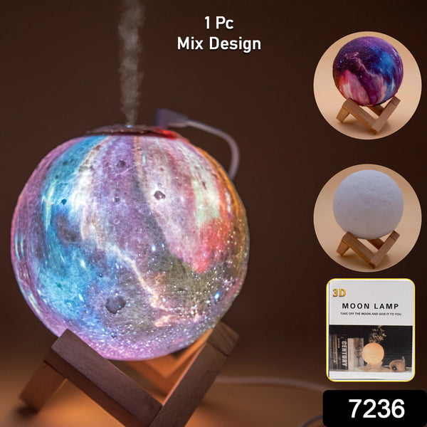 3d 2 In 1 Led Printed Moon Lamp  Aroma Diffuser (1 Pc) - Trendex