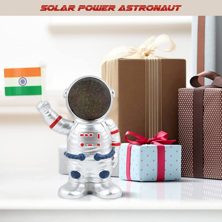 Solar Power Astronaut Ornament Moving Hand With Indian Flag (1 Pc) - Trendex