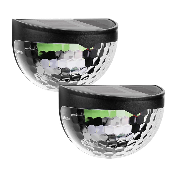 6 Led Solar Powered Wall Mount Fence Light With Honeycomb Shade Design (2 Pc Set) - Trendex