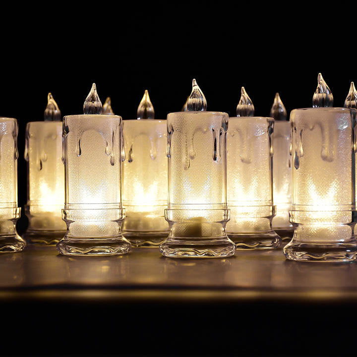 6559 Big Size Flameless Melted Design Candles For Decoration (Set Of 12pc) - Trendex