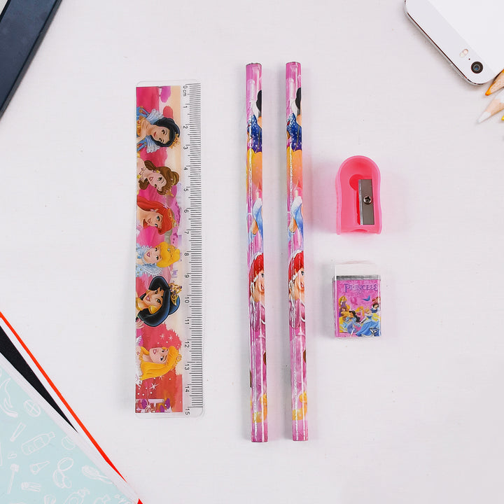 4643 Mix Design Cartoon Wooden Pencil Set Stationary Set 5 In 1 Items Educational Item For School Going Kids Stationary Set For Girls Boysstationary For Schoolgift Pack For Girls Kidsbirthday Gift Kids (5 Pc Set ) - Trendex