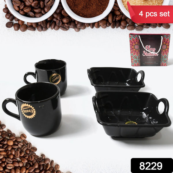 8229 Play Station Ceramic Tea  Cups  Mug Set With Handle Serving Bowl Milk Cup Coffee Cup Tea Cup Breakfast Cup Drinking Mug Or Outdoor For Household Gift For Birthday Wedding Party (4 Pcs Set) - Trendex