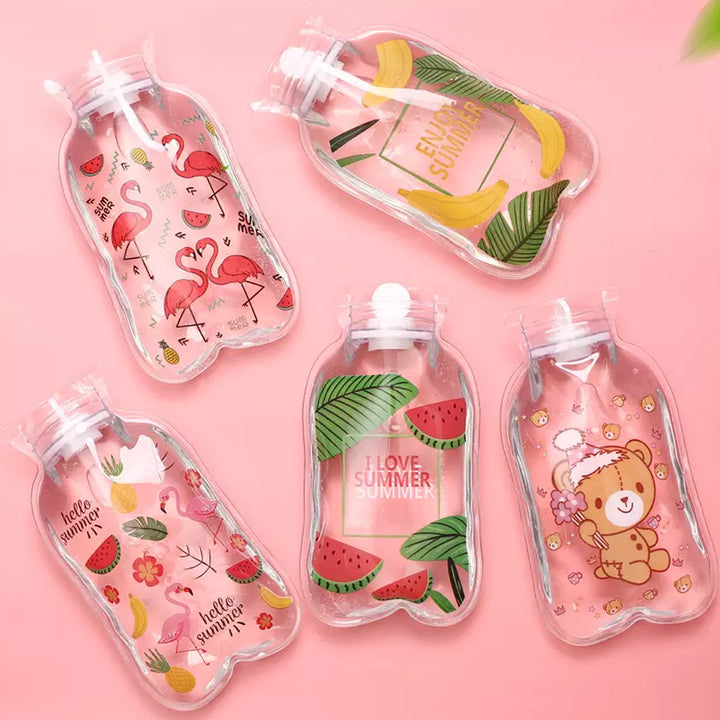 6541 Transparent Multi Design Small Hot Water Bag With Cover For Pain Relief Neck Shoulder Pain And Hand Feet Warmer Menstrual Cramps. - Trendex