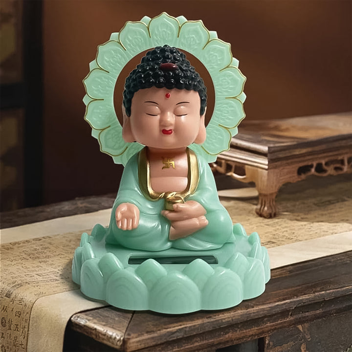 Plastic Solar Powered Moving Head Sitting Action Buddha Statue (1 Pc) - Trendex