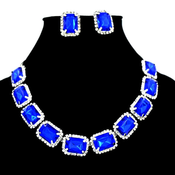 Diamond Necklace And Earrings Set (1 Set  Mix Color) - Trendex