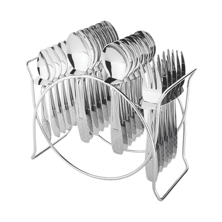 Stainless Steel Cutlery Set With Elegant Storage Stand (24 Pc) - Trendex