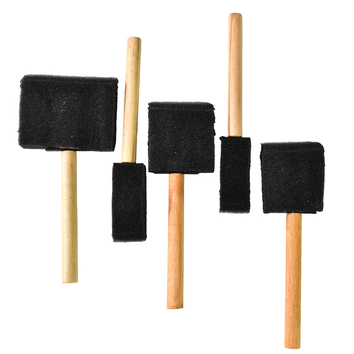 Multipurpose Sponge Brushes For Painting With Wooden Handles (5 Pcs Set) - Trendex