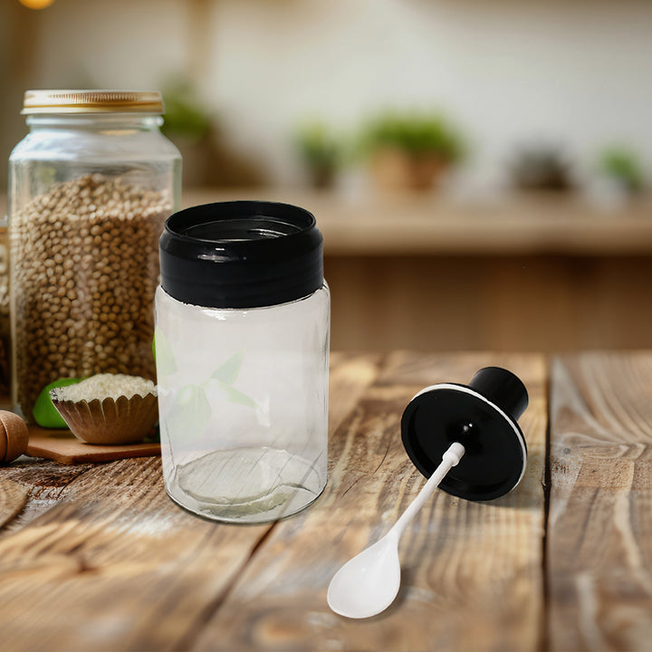 10011 Transparent Glassoil Dispenser 500 Ml Bottle Set Of 2 Spice Jar 250 Ml Set Of 3 Oil Bottle For Kitchen Oil  Vinegar Storage Glass Bottle Glass Container For Spice Masala (5 Pcs Set) - Trendex