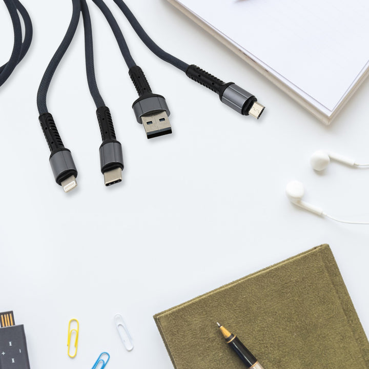 3 In 1 Multi Super Fast Charging Cable (1 Pc  1200 Mm) - Trendex