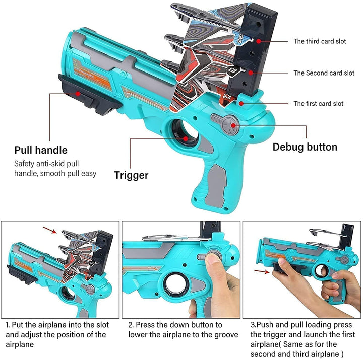 4710 Airplane Launcher Gun Toy With Foam Glider Planes Outdoor Games For Children Best Aeroplane Toys For Kids Air Battle Gun Toys  ( 5 Plane Include ) - Trendex
