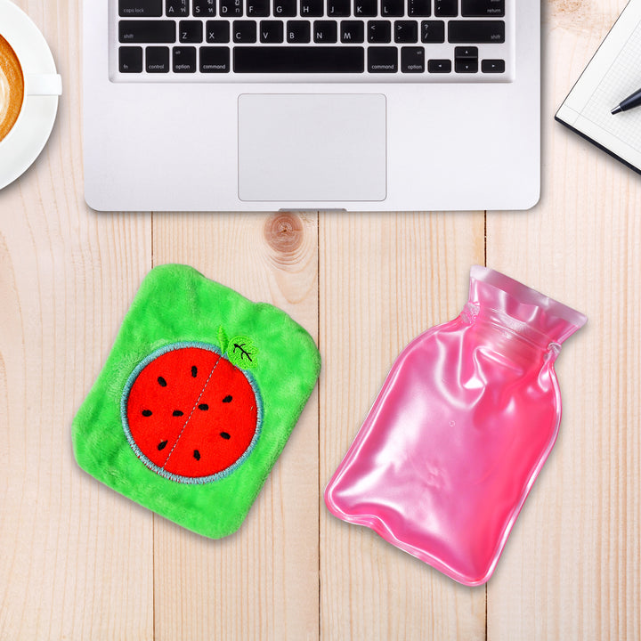 6509 Watermelon Small Hot Water Bag With Cover For Pain Relief Neck Shoulder Pain And Hand Feet Warmer Menstrual Cramps. - Trendex