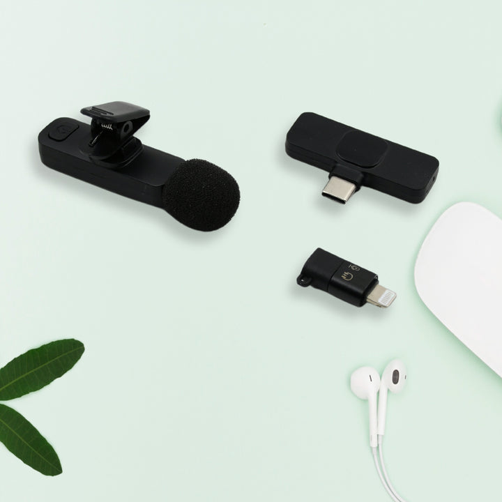 12639 Intelligent Noise Cancelling Live Streaming Clip On Microphone For Type-c  For Iphone With Charging Mini Wireless Lapel Collar Microphone - Trendex