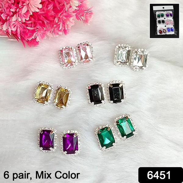 Diamond Jewellery Interchangeable Triangular Shaped Earrings (6 Pari  Mix Color  Design) - Trendex