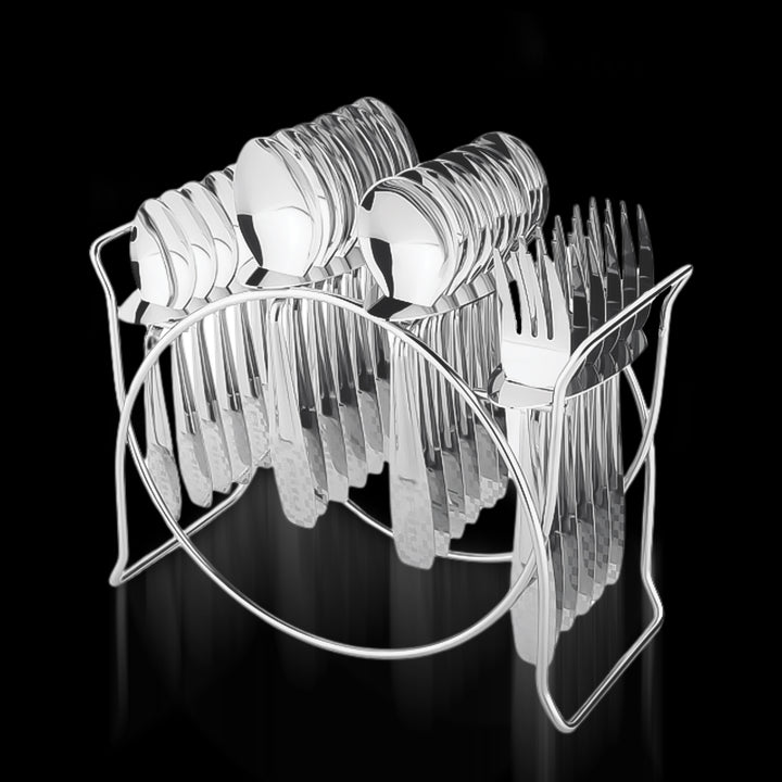 Stainless Steel Cutlery Set With Elegant Storage Stand (24 Pc) - Trendex