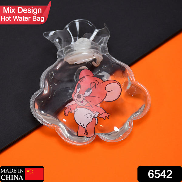 6542 Mix Transparent Multi Design Small Hot Water Bag With Cover For Pain Relief Neck Shoulder Pain And Hand Feet Warmer Menstrual Cramps. - Trendex