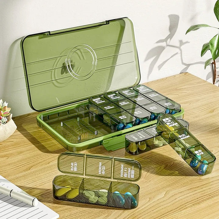Portable Weekly Pill Box Organiser Daily Pill Keeper 21 Grid Container (1 Pc) - Trendex