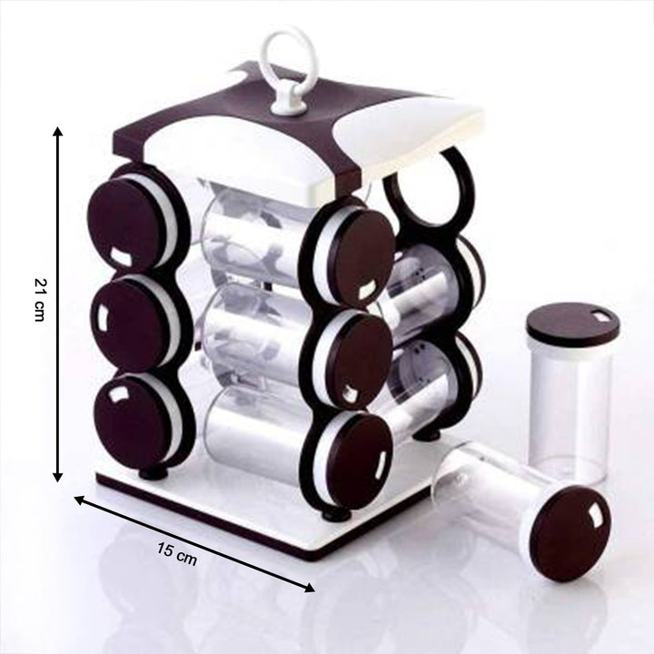 2036 Spice Jar Set - Food Grade Plastic 12pcs Spice Jar (Brown Box) - Trendex
