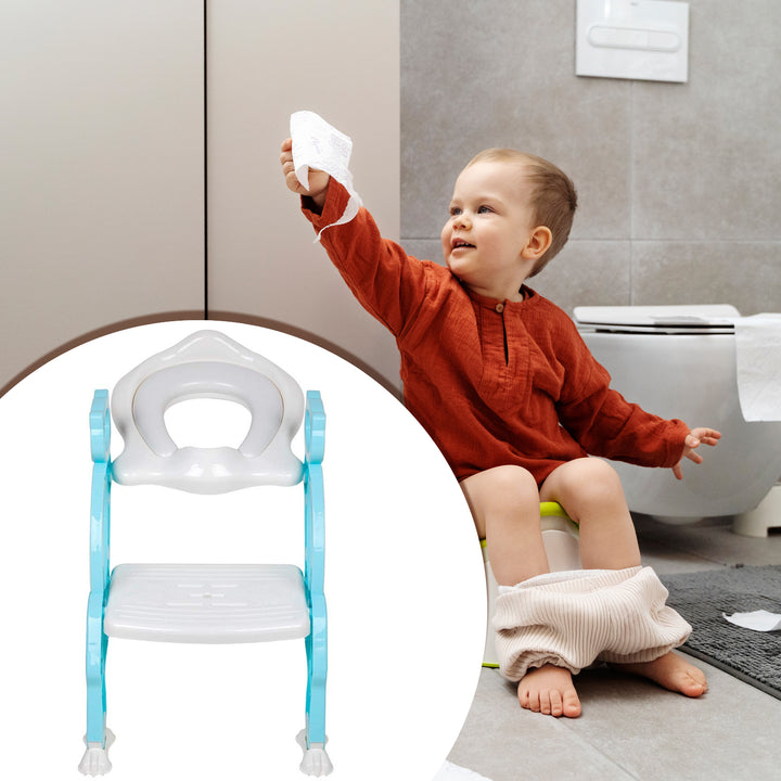 8492 2 In 1 Potty Training Toilet Seat With Step Stool Ladder For Boy And Girl Baby Toddler Kid Childrens Toilet Training Seat Chair With Soft Padded Seat And Sturdy Non-slip Wide Step Make Potty Easier For Your Kids (Multi-color) - Trendex