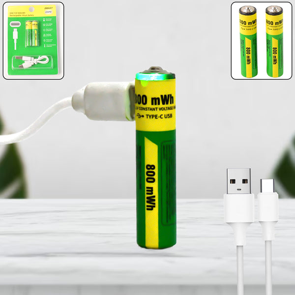 Aaa Rechargeable 800 Mwh Batteries With Recharging Cable (2 Pc Set) - Trendex