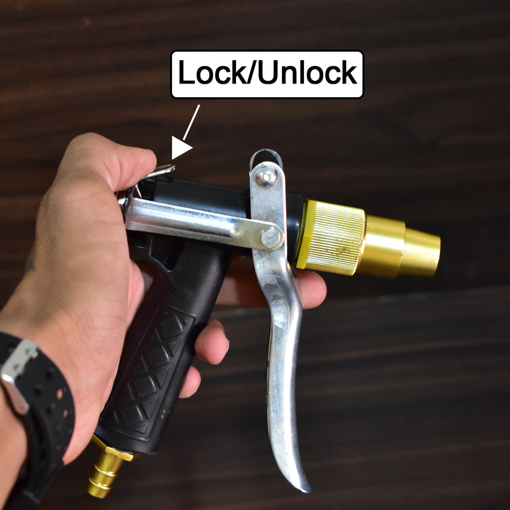 1608 Durable Gold Plated Metal Trigger Hose Nozzle Water Lever Spray - Trendex