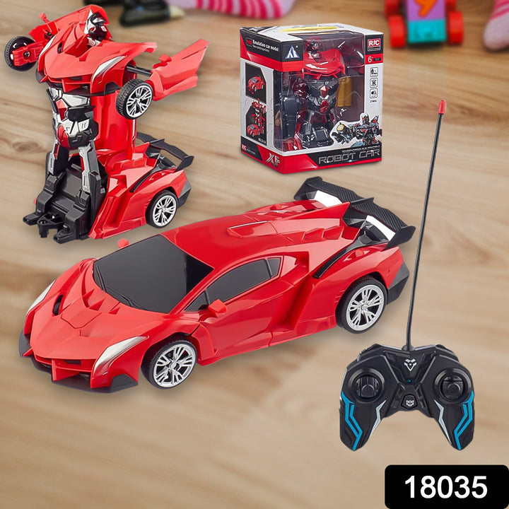 2 In 1 Automatic Robot Converted Remote Control Car With Light Scale 360drifting Deformation Robot Car Toy Kids Boys Robot Convertunique Toy For Boys (1 Pc) - Trendex