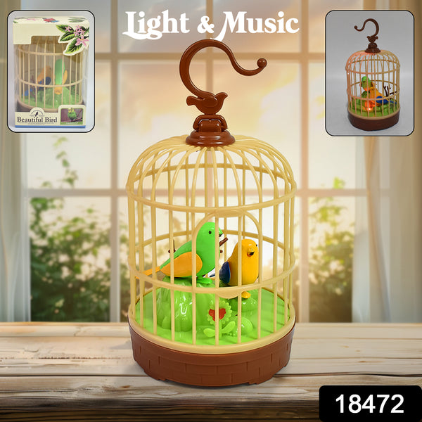 Sound Activated Chirping Bird In Hanging Cage Beautiful Pinjra Bird Toy (1 Pc  Battery Not Operated) - Trendex
