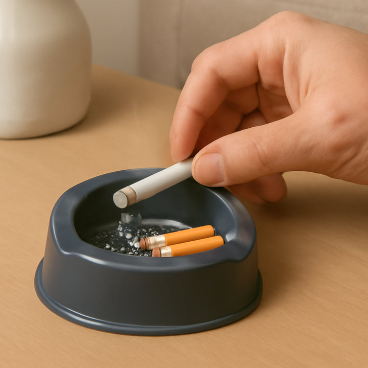 Oblivion Durable Plastic Ashtray With Wide Bowl And Triple Cigarette Holder Slots (1 Pc) - Trendex