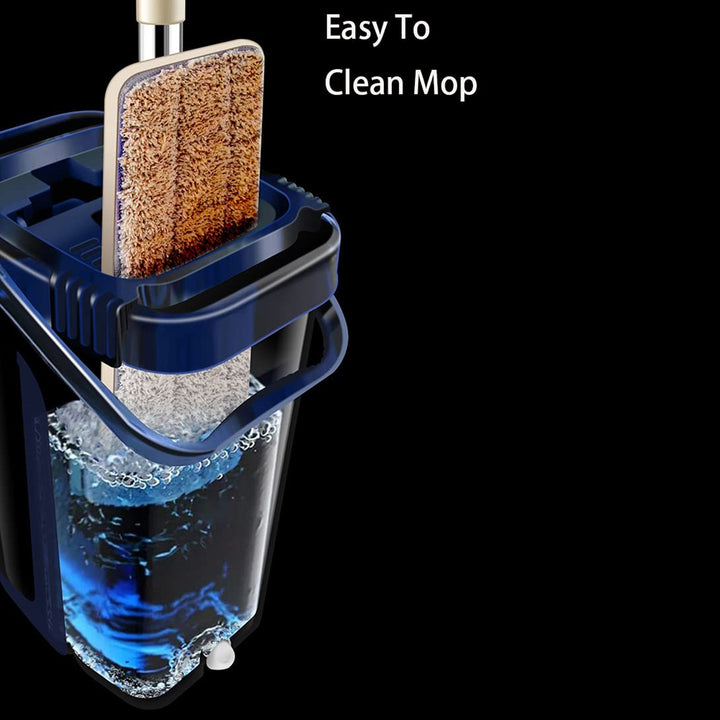 1142 Scratch Cleaning Mop With 2 In 1 Self Clean Wash Dry Hands Free Flat Mop - Trendex
