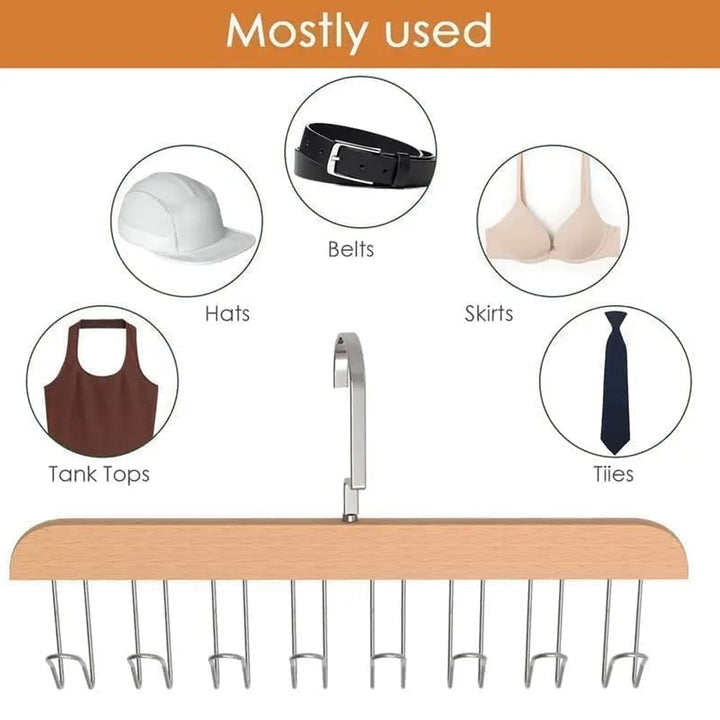 Space Saving 8 Hooks Wooden Hangers (Hanging Hook Included  1 Pc) - Trendex