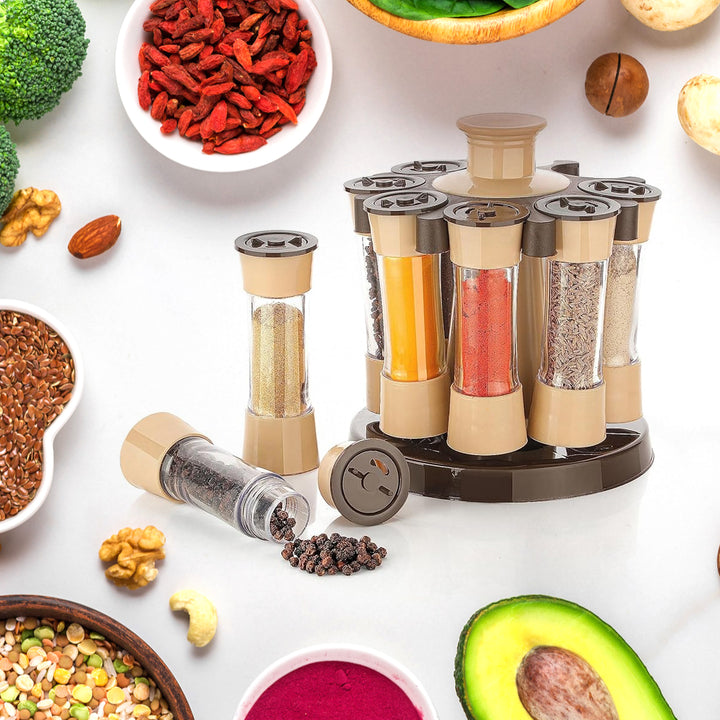 360 Revolving Spice Rack For Kitchen And Dining Table 8 Spice Jars - Trendex