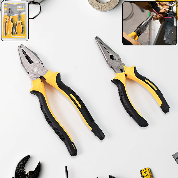 Long Nose Plier And Flat Mouth Plier Combo Tools (2 Pc Set) - Trendex