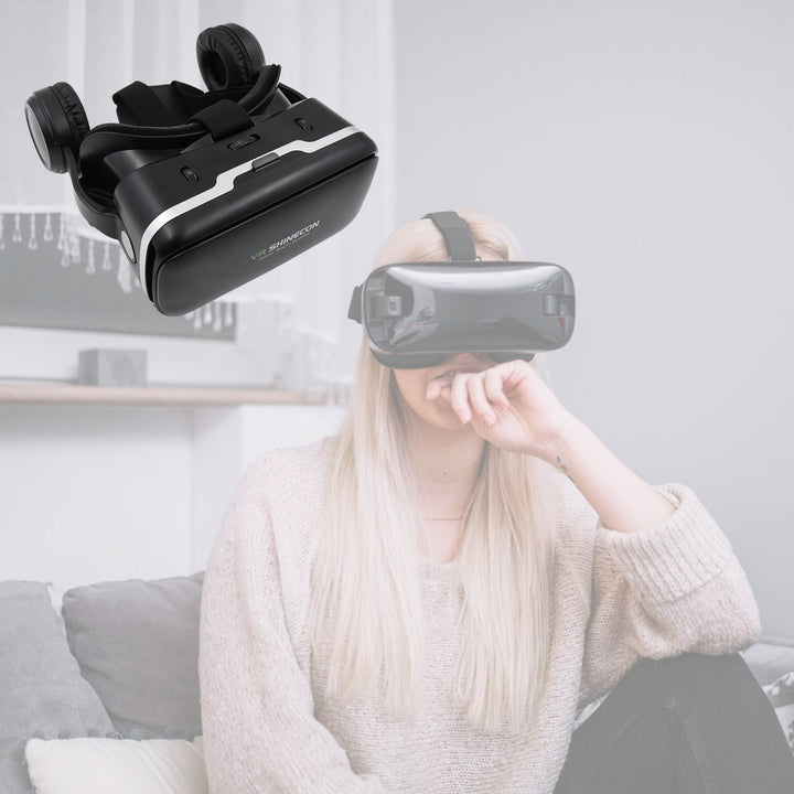12836 3d Hd Vr Glasses Virtual Reality Goggles Headset For Ios For Android Smartphonevr Goggles-for 3d Vr Movies Video Games With Headphones (1 Pc) - Trendex