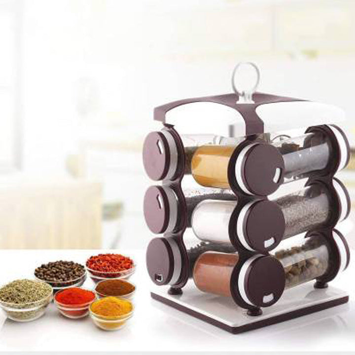 2036 Spice Jar Set - Food Grade Plastic 12pcs Spice Jar (Brown Box) - Trendex