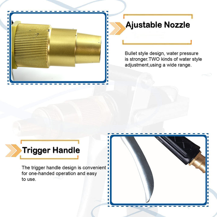1608 Durable Gold Plated Metal Trigger Hose Nozzle Water Lever Spray - Trendex