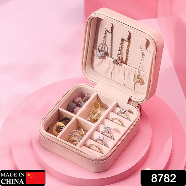 8782 Jewellery Box For Women Mini Portable Jewelry Box Organiserpu Leather Jewlerrying Display Holder Small Travel Jewellery Box For Girls Women Mother Daughte Travel Ring Pendant Earring Necklace Storage Case - Trendex
