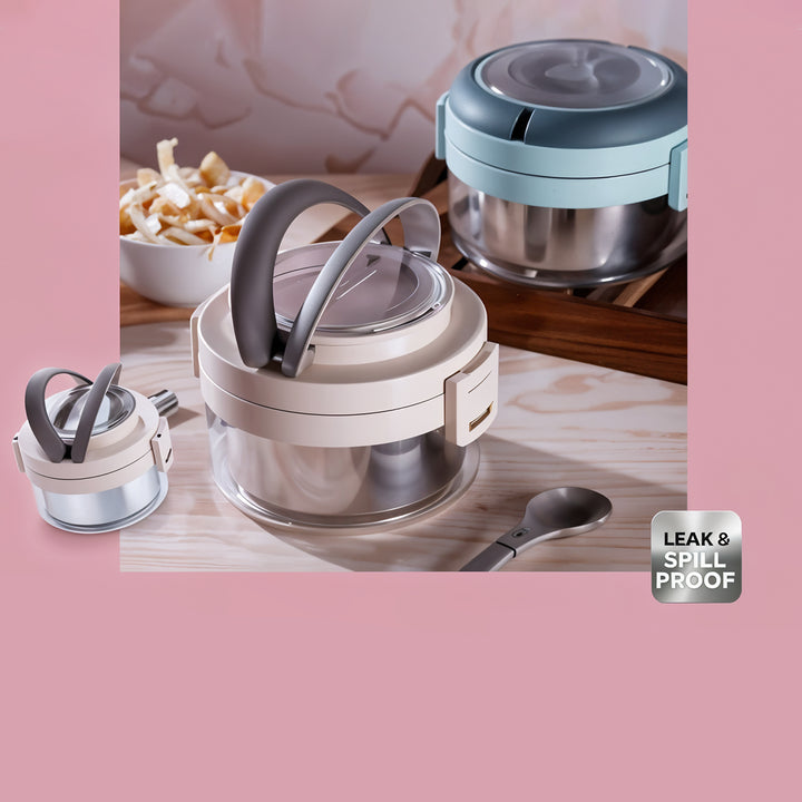 Ganesh Tiara 400ml Stainless Steel Insulated Lunch Box With Leakproof Lid  Folding Spoon - Trendex