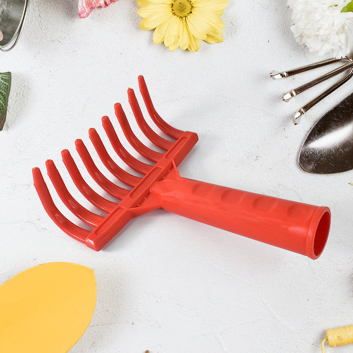 Heavy Duty Plastic Garden Hand Rake  9-tooth Cultivator Tool (1 Pc) - Trendex