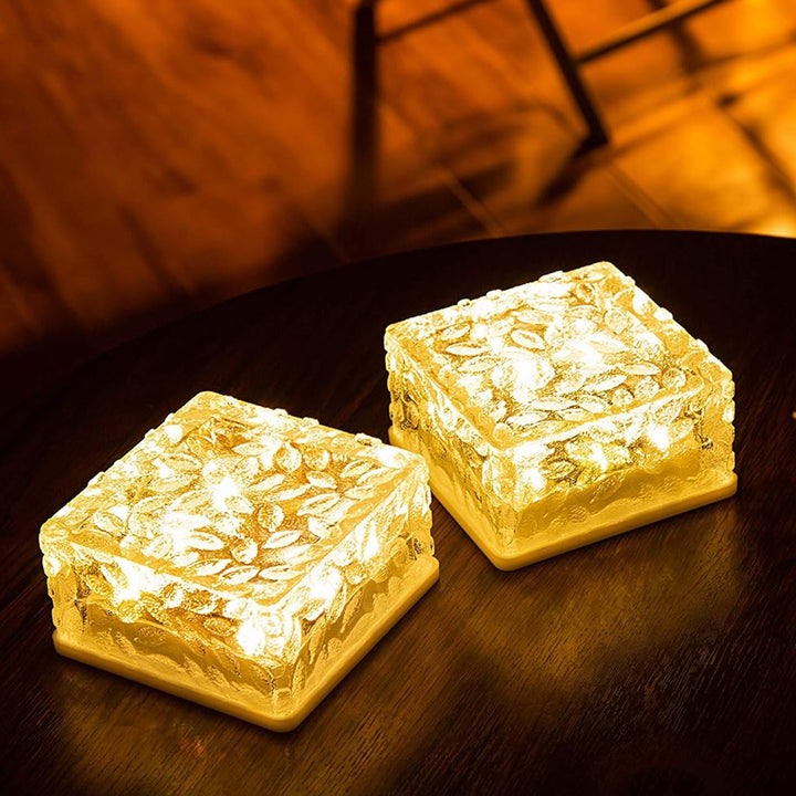 8557solar Ice Cube Shaped Garden Light Ice Cube Shaped Garden Warm Light Outdoor Solar Garden Decorative Lights For Walkway Pathway Backyard Christmas Decoration Parties - Trendex